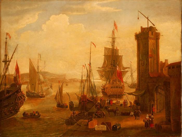 Jacob Knyff English and dutch ships taking on stores at a port Germany oil painting art
